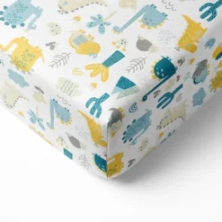Bacati - Little Dino Boys Teal/Yellow Muslin 6 Pc Crib Bedding Set With Crib Musical Mobile -Love To Dream Baby Shop GUEST f1511152 75fb 43ce aa58 631f1c17ef00