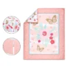 The Peanutshell Aflutter Baby Crib Bedding Set, Pink Floral/Butterfly - 3pc