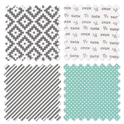 Bacati - Love Gray/Mint Set Of 2 Small Side Crib Rail Guard Covers 3 Bacati - Love Gray/Mint Set Of 2 Small Side Crib Rail Guard Covers