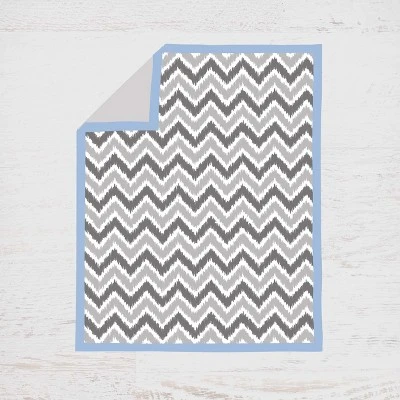 Bacati - Ikat Dots Zebra Blue Grey Boys 10 Pc Crib Set With Long Rail Guard Cover & 4 Muslin Swaddling Blankets 4 Bacati - Ikat Dots Zebra Blue Grey Boys 10 Pc Crib Set With Long Rail Guard Cover & 4 Muslin Swaddling Blankets - Image 2