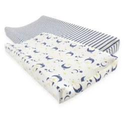 Touched By Nature Baby Organic Cotton Changing Pad Cover, Moon, One Size