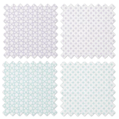 Bacati - Petals/Floral Muslin Swaddling Blankets Set Of 4 Aqua/Lilac 6 Bacati - Petals/Floral Muslin Swaddling Blankets Set Of 4 Aqua/Lilac - Image 4