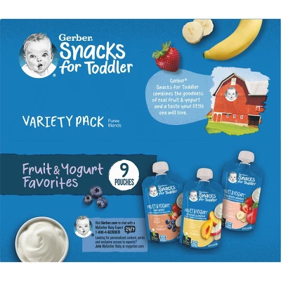 Gerber Fruit & Yogurt Pouch Variety Baby Snacks - 1.96oz/9pk Each 6 Gerber Fruit & Yogurt Pouch Variety Baby Snacks - 1.96oz/9pk Each - Image 4