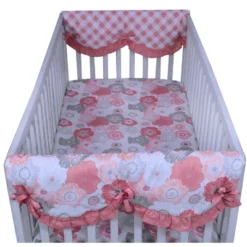 Bacati - Watercolor Floral Coral Gray Set Of 2 Small Side Crib Rail Guard Covers -Love To Dream Baby Shop GUEST f9d81196 25df 449e 81d6 64f99ff0218a
