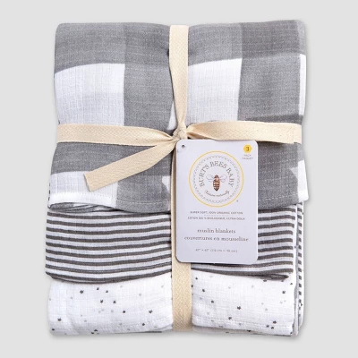 Burt's Bees Baby Burt's Bees Baby® Woven Organic Cotton Muslin Blankets - 3pk Starry Eye 3 Burt's Bees Baby Burt's Bees Baby® Woven Organic Cotton Muslin Blankets - 3pk Starry Eye