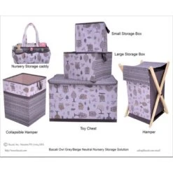 Bacati - Owls Gray/Beige Neutral Collapsible Laundry Hamper -Love To Dream Baby Shop GUEST fc410d0c 6a5a 473b a0e6 dd311d4eb4df 1