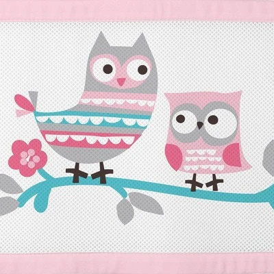BreathableBaby Breathable Mesh Crib Liner - Classic Collection - Owl Fun Pink 6 BreathableBaby Breathable Mesh Crib Liner - Classic Collection - Owl Fun Pink - Image 4