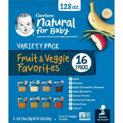 Gerber Sitter 2nd Foods 16pk Fruit & Veggie Baby Food Variety Pack - 128oz 7 Gerber Sitter 2nd Foods 16pk Fruit & Veggie Baby Food Variety Pack - 128oz - Image 5