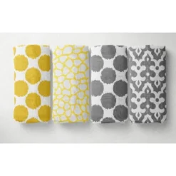 Bacati - Ikat Dots Giraffe Yellow Grey Neutral 10 Pc Crib Set With 2 Crib Fitted Sheets 4 Muslin Swaddling Blankets -Love To Dream Baby Shop GUEST ff915309 540f 434f 9391 3ef311264ae5