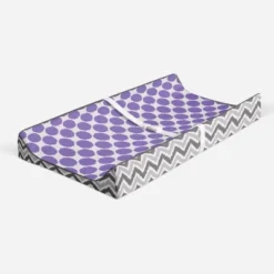 Bacati - Ikat Zigzag Lilac Dots Muslin Changing Pad Cover