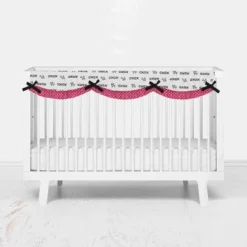 Bacati - Love Black/Fuchsia Long Side Crib Rail Guard Cover
